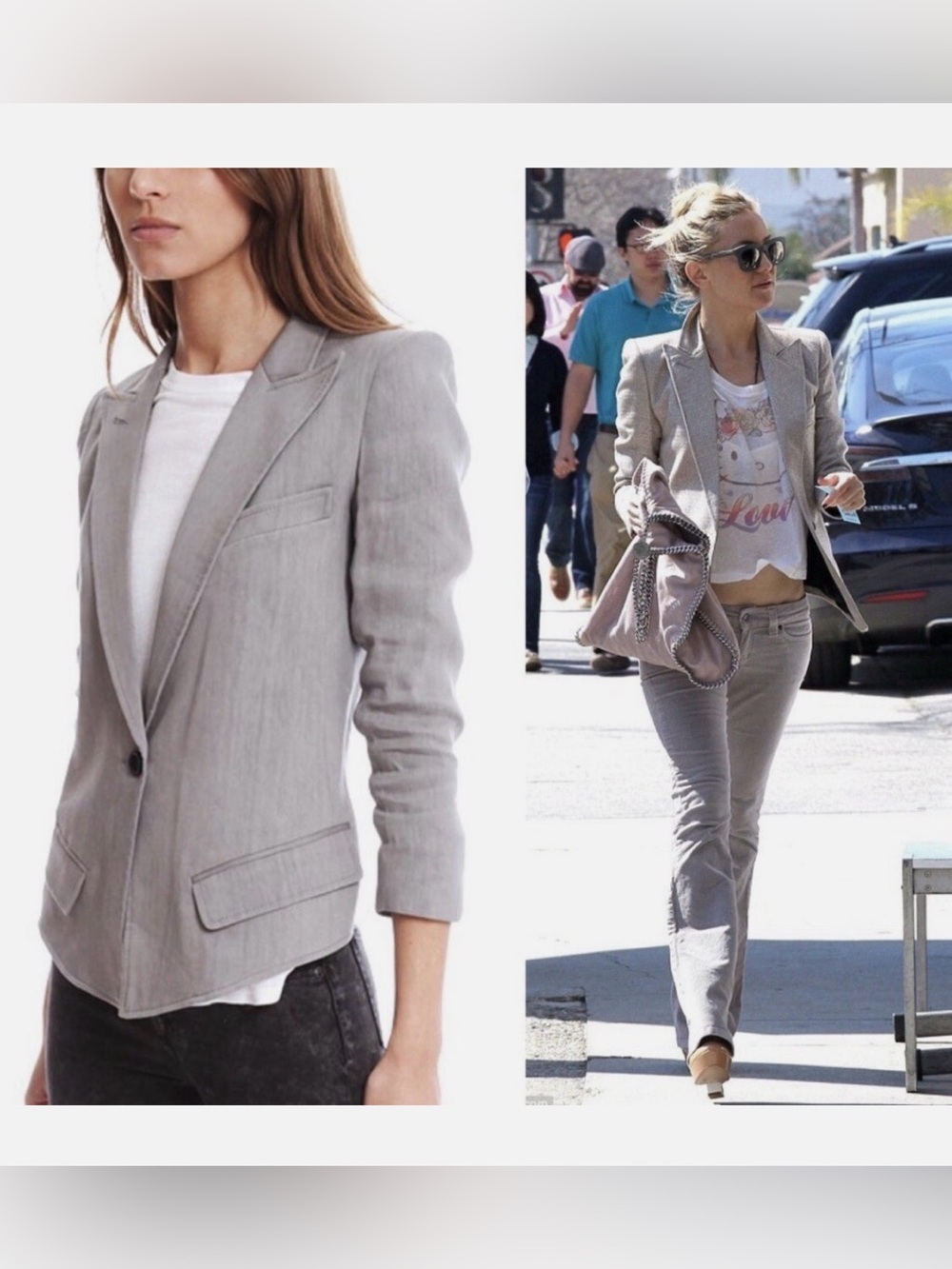 SMYTHE Sharp Shoulder Linen Blend Blazer 8